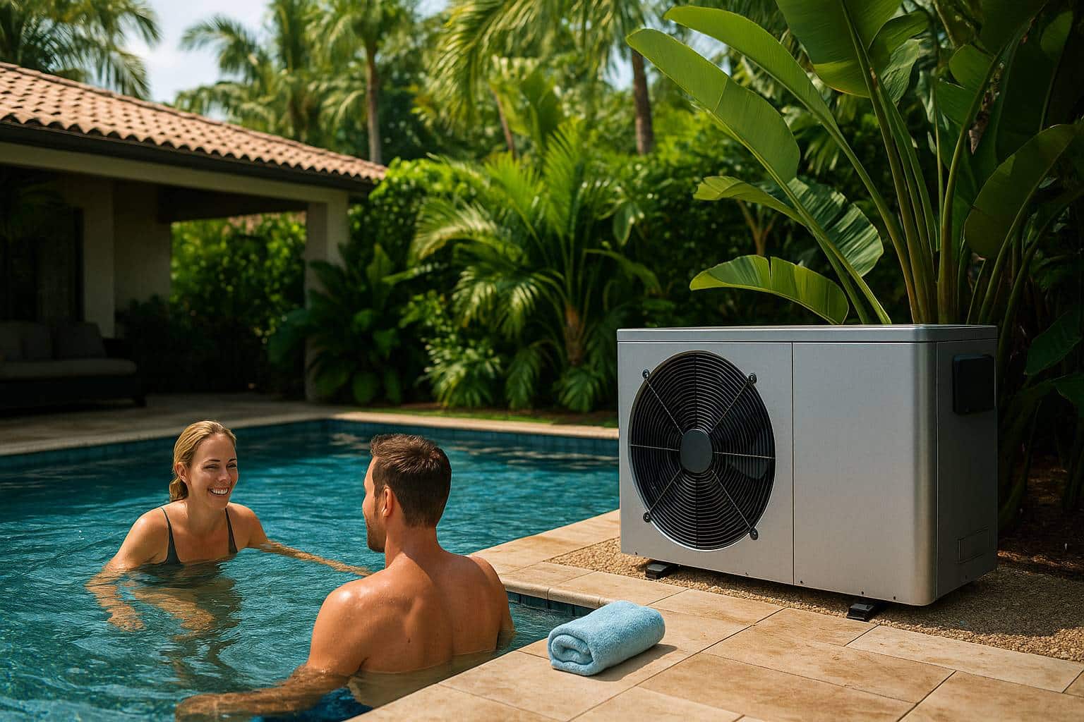 Pool heater in use at a Palm Cove swimming pool